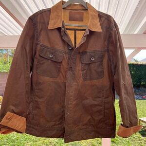 Taylor Stitch Limited Long Haul Waxed Canvas Jacket Brown Corduroy Mens 42